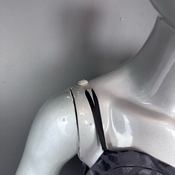 Le Chateau Vintage Y2K Grey Leopard Bow Formal Mini Dress - Picture 5 of 12